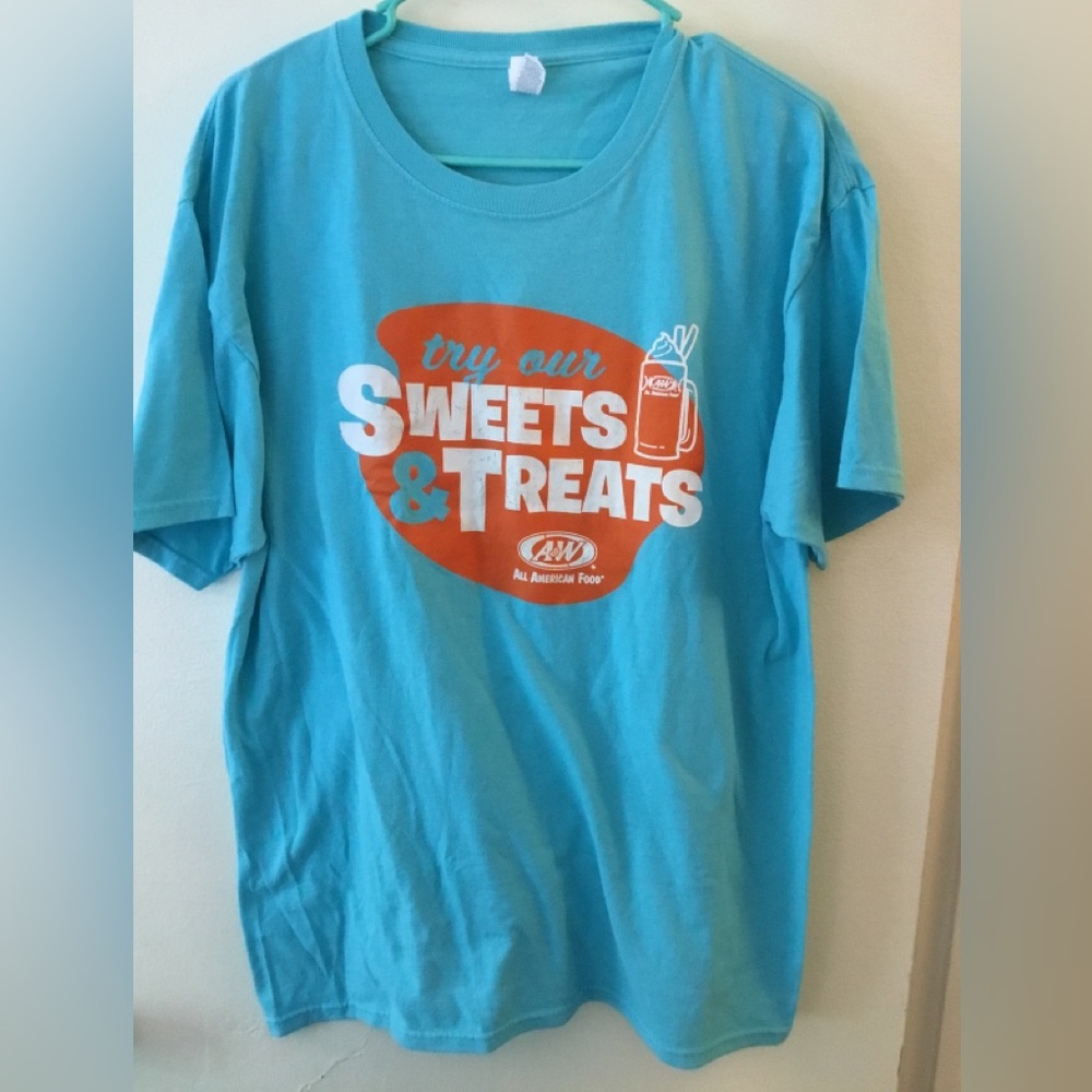 Jerzees Turquoise 'Sweets & Treats' Graphic Tee with Orange & White Print